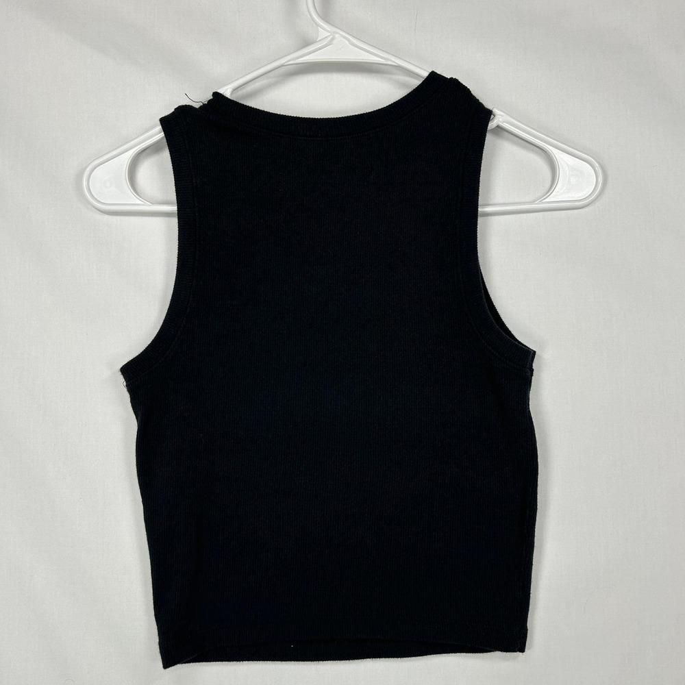 Hollister Black High-Neck Ribbed Cropped Tank Top – Must-Have Collection (S)